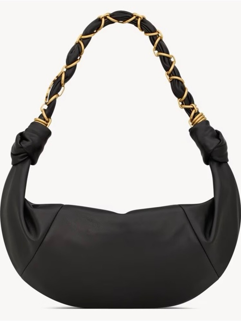 YSL Black Amalia Hobo with Braided Gold Chain Strap NWT